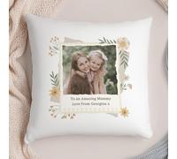 Personalised Message Floral Design Photo Upload Cushion