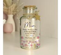 Personalised Message Floral LED Glass Jar Decoration