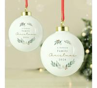 Personalised Message Foliage Christmas Bauble