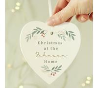 Personalised Message Foliage Heart Christmas Tree Decoration