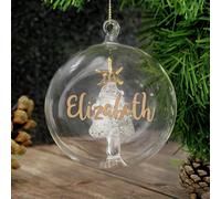 Personalised Message Gold Glitter Christmas Bauble - Clear