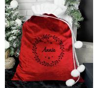 Personalised Message Holly Red Christmas Sack