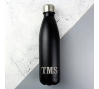 Personalised Message Initials Black Water Bottle - 500ml