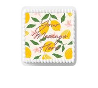 Personalised Message Italian Lemons & Flowers Style 7.5inch SQUARE Edible Icing Cake Topper Decoration - Personalise Your Cake!