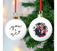 Personalised Message Me & You Photo Christmas Bauble