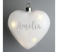 Personalised Message Name Only LED Glass Heart Decoration