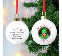 Personalised Message Photo Upload First Christmas Bauble