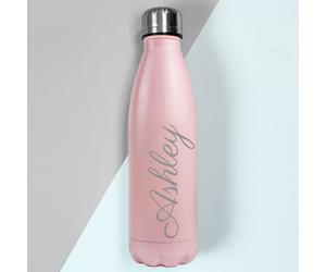 Personalised Message Pink Insulated Water Bottle - 500ml