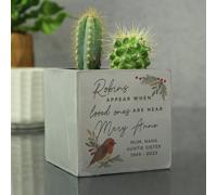 Personalised Message Robin Memorial Concrete Planter