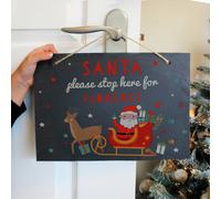 Personalised Message Santa Stop Here Slate Sign