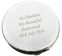 Personalised Message Silver Round Compact Mirror