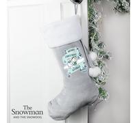 Personalised Message Snowman And Snowdog Christmas Stocking