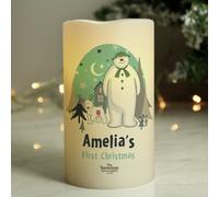 Personalised Message Snowman And Snowdog LED Candle
