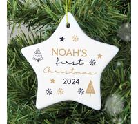 Personalised Message Star First Christmas Tree Decoration