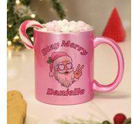 Personalised Message Stay Merry Santa Mug - Pink
