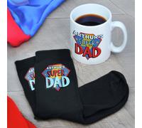 Personalised Message Super Dad Mug and Socks Set