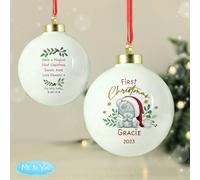 Personalised Message Tiny Tatty First Christmas Bauble-White