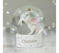 Personalised Message Unicorn Snow Globe - Christmas Globe For Girls or Boys - Glitter Globe