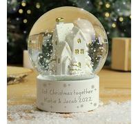 Personalised Message Village Glitter Snow Globe - Christmas Globe - Family Glitter Globe For Her or Him