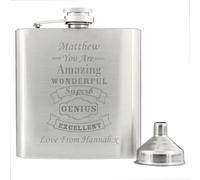 Personalised Message Vintage Typography Hip Flask - 170ml