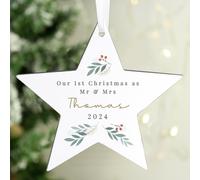 Personalised Message White Star Christmas Tree Decoration