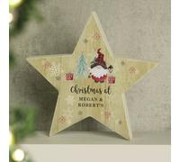 Personalised Message Wooden Gonk Star Christmas Ornament