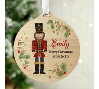 Personalised Message Wooden Nutcracker Christmas Bauble