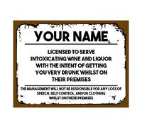 Personalised Metal Bar Signs Tin Plaque Vintage Style - Ideal Accessories for Home Bar Pub Shed Man Cave Gift - 300 mm x 225 mm - Add Your Name
