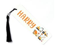 Personalised Metal Bookmark Gift | Construction & Diggers Kids Page Marker | Custom Printed with Name