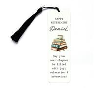 Personalised Metal Bookmark Gift for Him | Happy Retirement Filled with Joy Page Marker with Custom Name