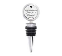 Personalised Metal Bottle Stopper Gift | Happy Anniversary Wine Stopper | Custom Printed Names & Date