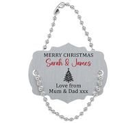Personalised Metal Christmas Bottle Gift Tag, Custom Xmas Wine Label Tag | Handmade in the UK | Gift for Friend, Colleague, Husband, Wife, Boyfriend, Girlfriend, Mum, Mummy, Mother, Dad | Christmas