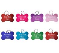 Personalised Metal Coloured Bone Shaped Dog Tag, Engraved. Pet ID Name Collar Tag Charms. Dog Puppy. Red Pink Turquoise Green Royal Blue (Royal Blue)