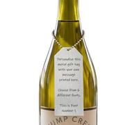 Personalised Metal Gift Tag | Custom Message, Text, Phrase Wine Bottle Label with Choice of Font