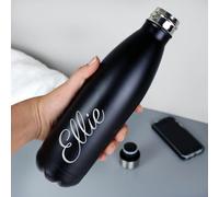 Custom Personalised Black Metal Insulated Drinks Bottle. Ideal for Kids,Teachers,Work,School,Cycling,Gym,Camping, Mother's Day, Father's Day