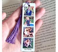Personalised Metal Photo Bookmark - Up to 4 Photos of Your Choice, Any Colour Tassel. The Perfect Stocking Filler or Secret Santa Gift for The Book Lover/Bookworm