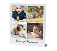 Personalised Metal Photo Stand Gift | Family Photo Memories Freestandng Decor for Her | Custom Printed with 4 Images & Text