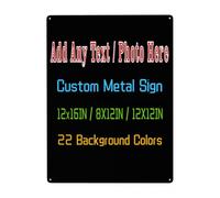 Personalised Metal Sign with Any Photo, Text, Logo Custom Memorial Wall Plaque Warning Sign for Street, Bar, Cafe, Garden Waterproof Outdoor Welcome Sign Home Decoration Gifts 30x40cm, Vertical