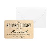 Personalised Metal Wallet Card, Custom Golden Ticket Experience Voucher | Handmade in the UK | Gift for Mum, Dad, Partner, Friend | Birthday, Anniversary, Christmas