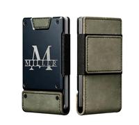 Personalised Metal Wallet, Personalised Ultra-Thin Card Holder for Men - Custom Engraved Pull-Out RFID Blocking Credit Card Case, Minimalist Gift for Husband Dad Boyfriend (Army Green)