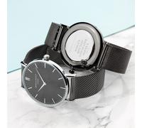 Personalised Metallic Charcoal and Black Mesh Watch