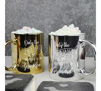 Personalised Metallic Coffee Mugs, Only The Best Dads Get Promoted to Grandad, Pregnancy Announcement, Baby Reveal Gift for Dad, 350ml New Grandfather Gift (Gold)