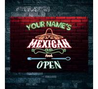 PERSONALISED Mexican restaurant neon, Food neon light Sign Decor Metal Plaque