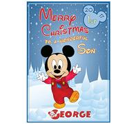 Personalised Mickey Mouse or Minnie Mouse Babys 1st Christmas Card - Boy or Girl (Boy)