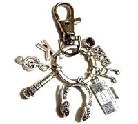 Personalised Microphone, Ghetto Blaster & Headphones Keychain With Initial and Birthstone, Singer. MC, DJ Musician, Top 40, Vinyls Keyring