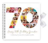 Personalised Milestone 70th Birthday Decor Photo Book Customised Birthday Guest Book, Memory Scrapbook For All Ages - White