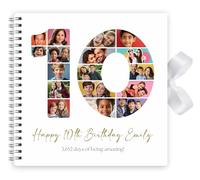 Personalised Milestone Birthday Guest Book Custom Photo, Memory Scrapbook For All Ages - White (10th Birthday)