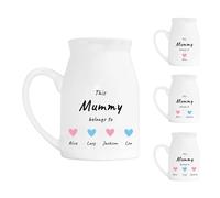 Personalised Milk Jug Vase - Custom Name & Heart Design - Floral Gift for Mom, Nanny, Grandma - Mothers Day Birthday Keepsake
