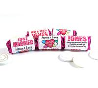 Personalised Mini Love Hearts Favours Just Married for Guests Table Favours. Each roll Contains 7 indivudual Sweets Suitable for Vegetarians (40)