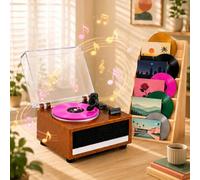 Personalised Mini Vinyl Music Record Player with Custom Photo Album Cover， Retro Vinyl Player with Different Songs, Customised Gifts for Anniversary Wedding Birthday for Couples Women Men (01)